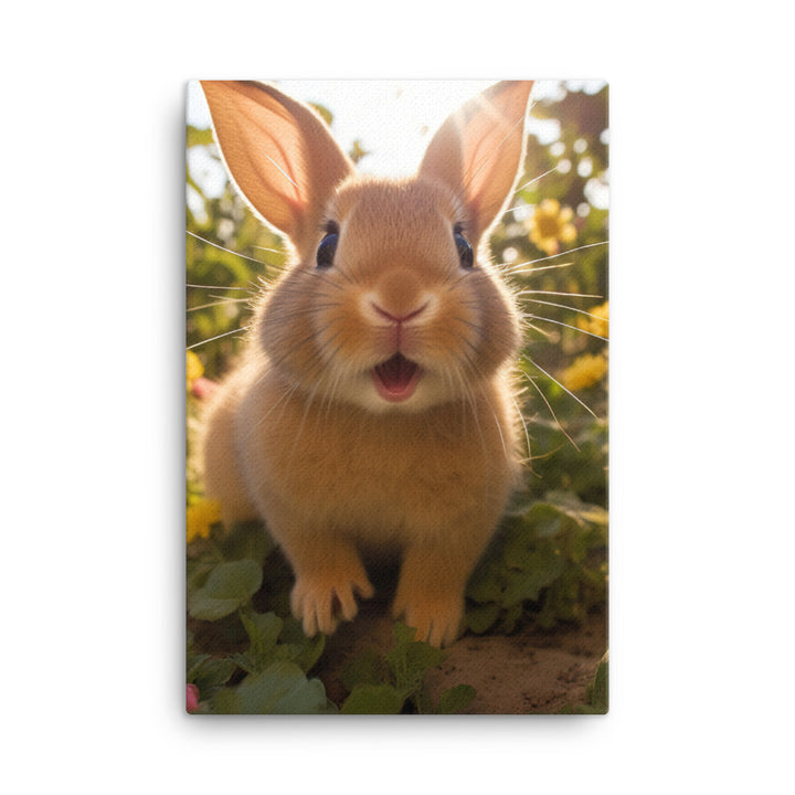 Tan Bunnys Playful Wonders Canvas - PosterfyAI.com