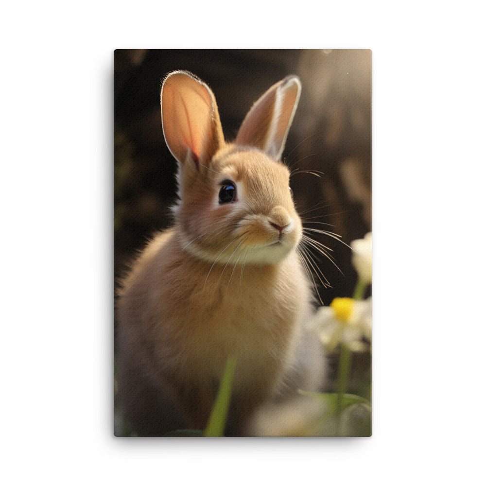 Tan Bunnys Playful Wonders Canvas - PosterfyAI.com