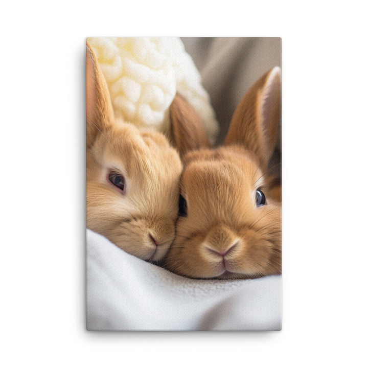 Tan Bunnys Gentle Cuddles Canvas - PosterfyAI.com