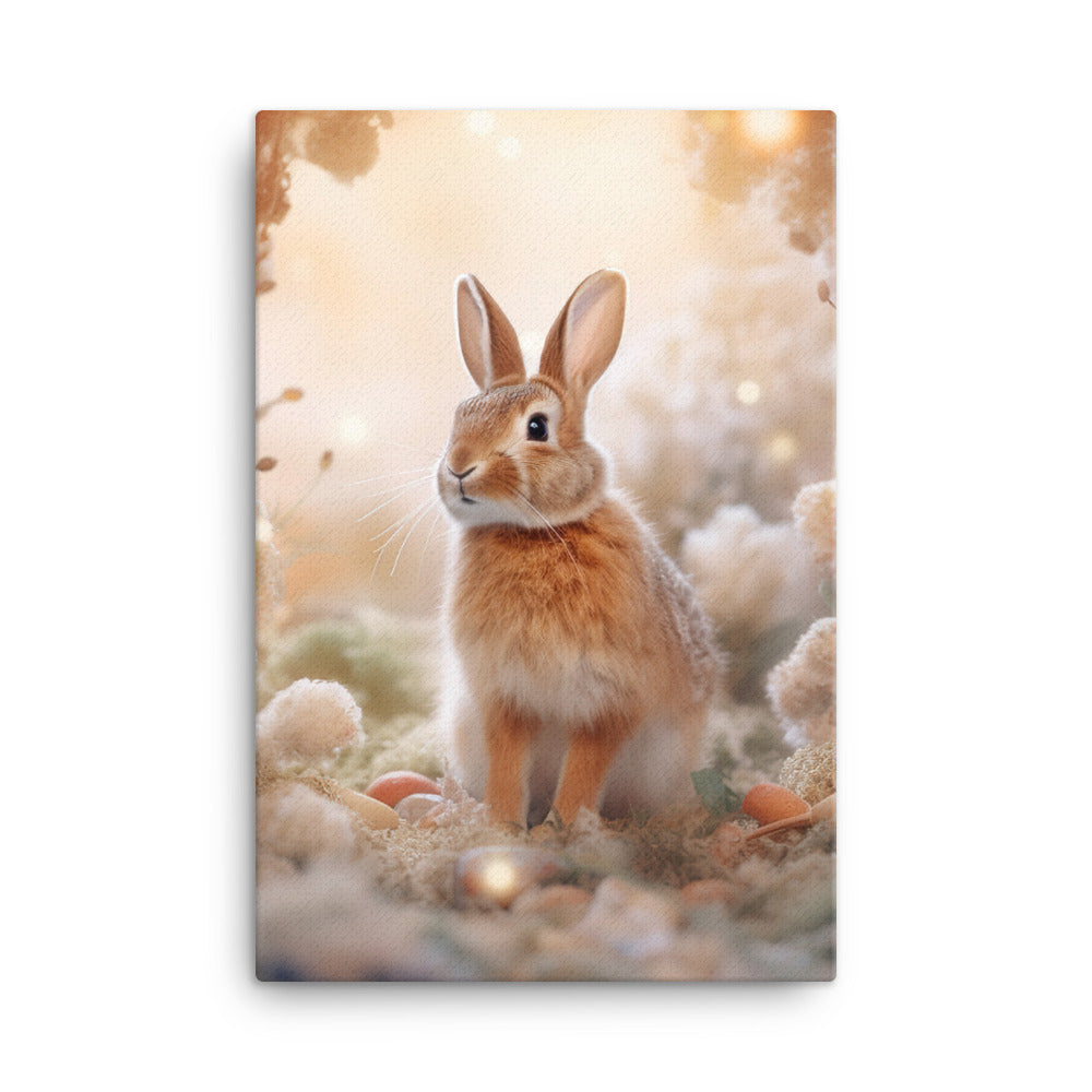 Tan Bunny in a Whimsical Wonderland Canvas - PosterfyAI.com