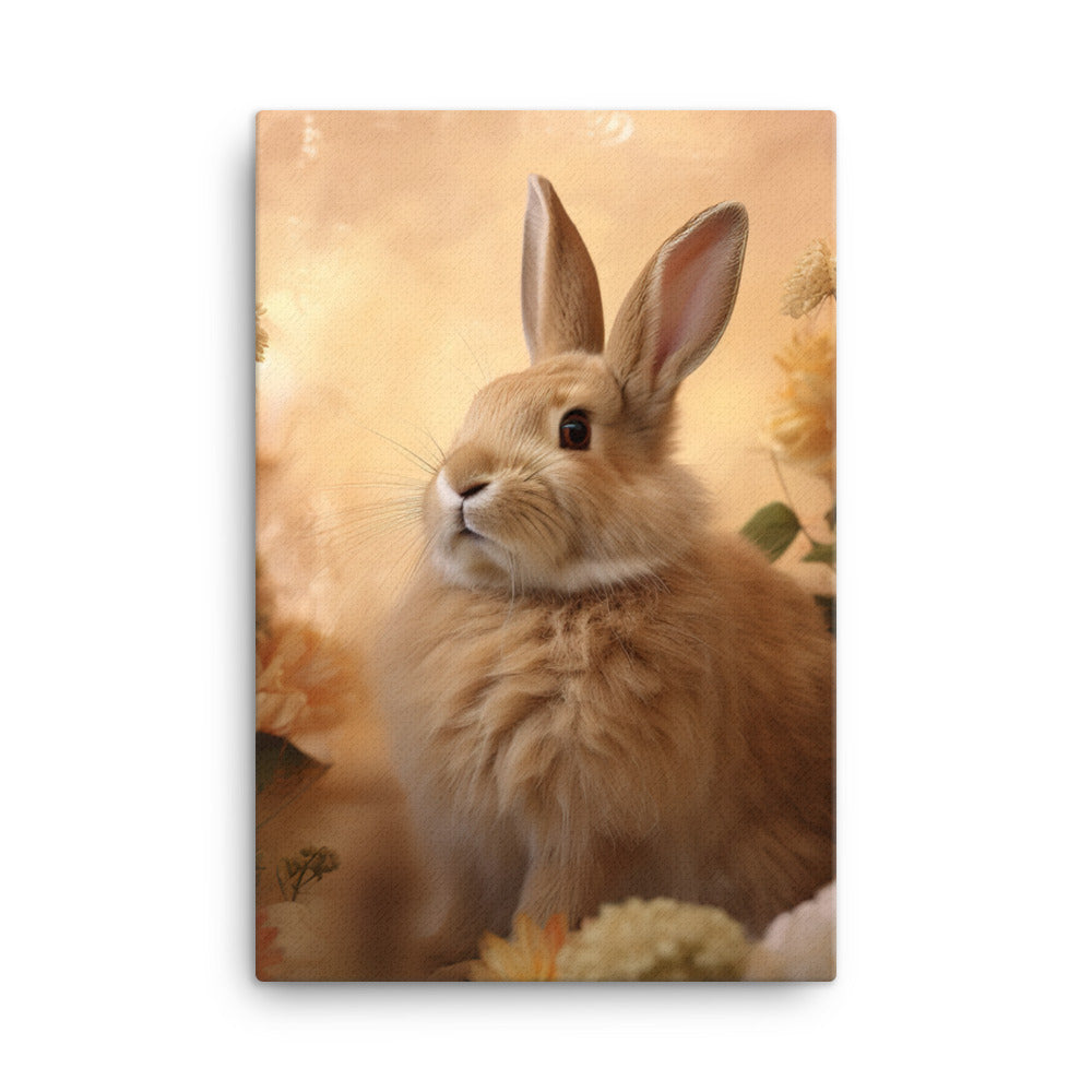 Tan Bunny in a Whimsical Wonderland Canvas - PosterfyAI.com