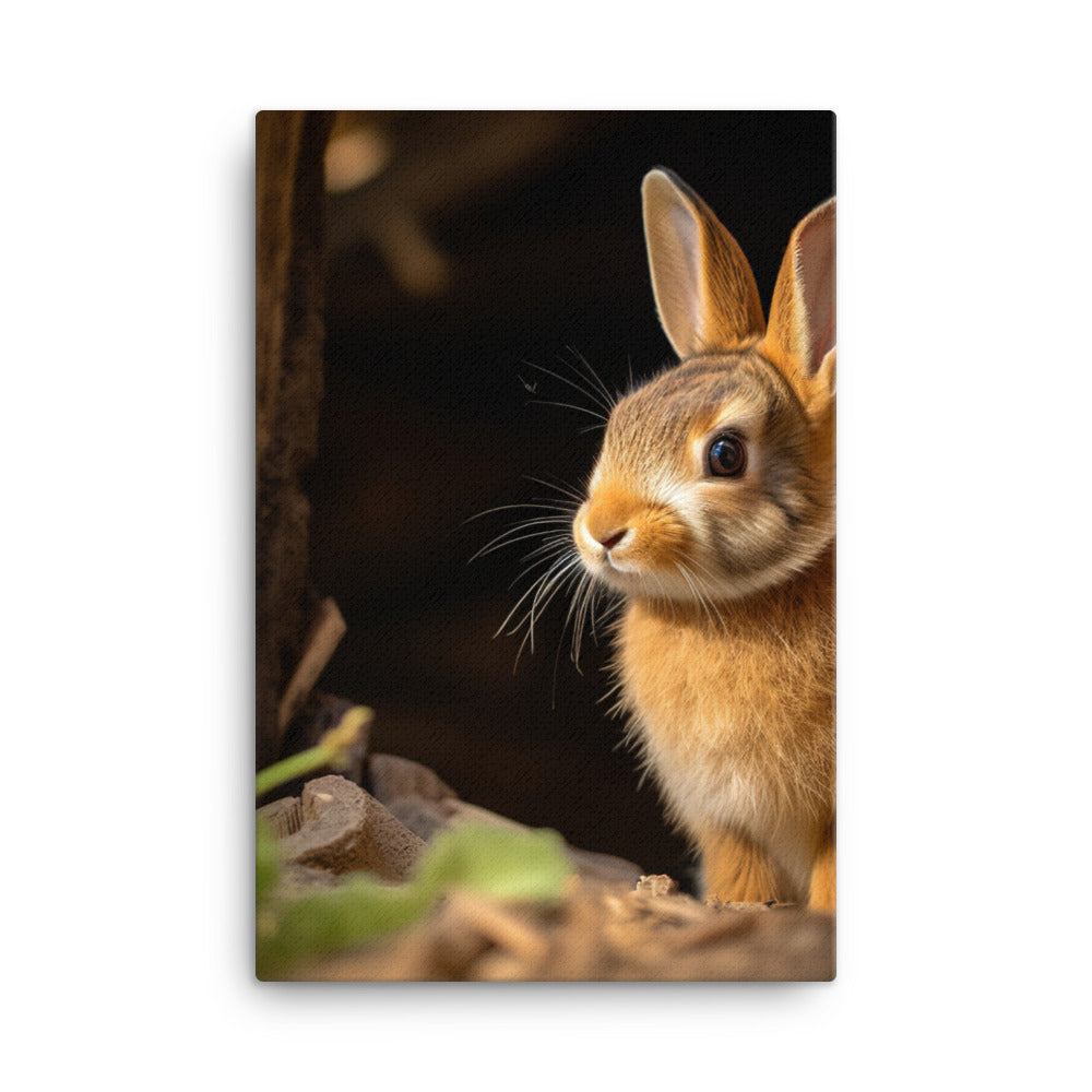 Tan Bunny Amidst Rustic Beauty Canvas - PosterfyAI.com