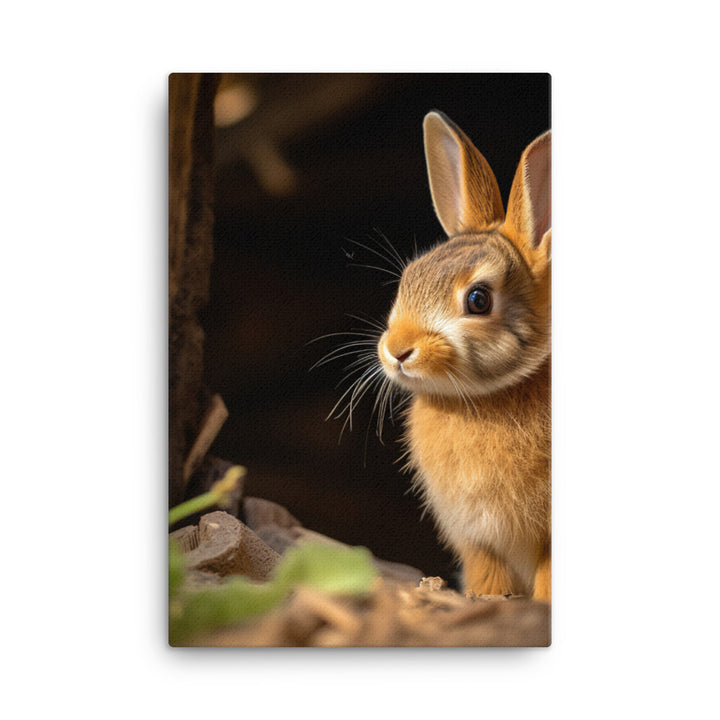 Tan Bunny Amidst Rustic Beauty Canvas - PosterfyAI.com