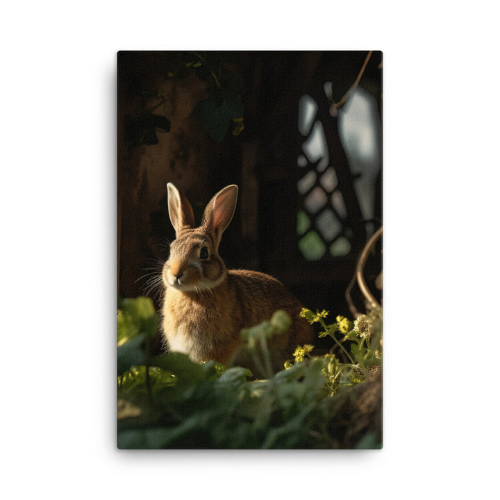 Tan Bunny Amidst Rustic Beauty Canvas - PosterfyAI.com