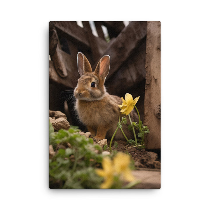 Tan Bunny Amidst Rustic Beauty Canvas - PosterfyAI.com
