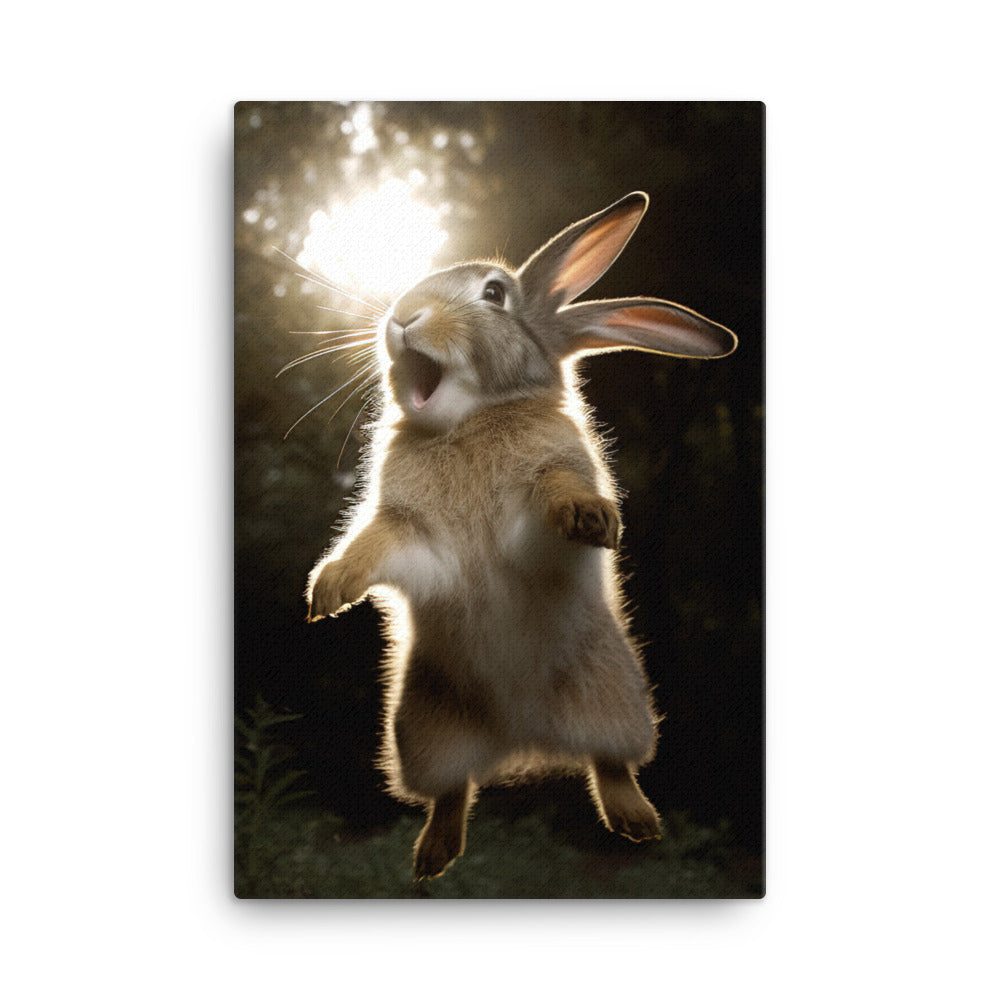 Thrianta Bunny Enjoying a Playful Hop Canvas - PosterfyAI.com