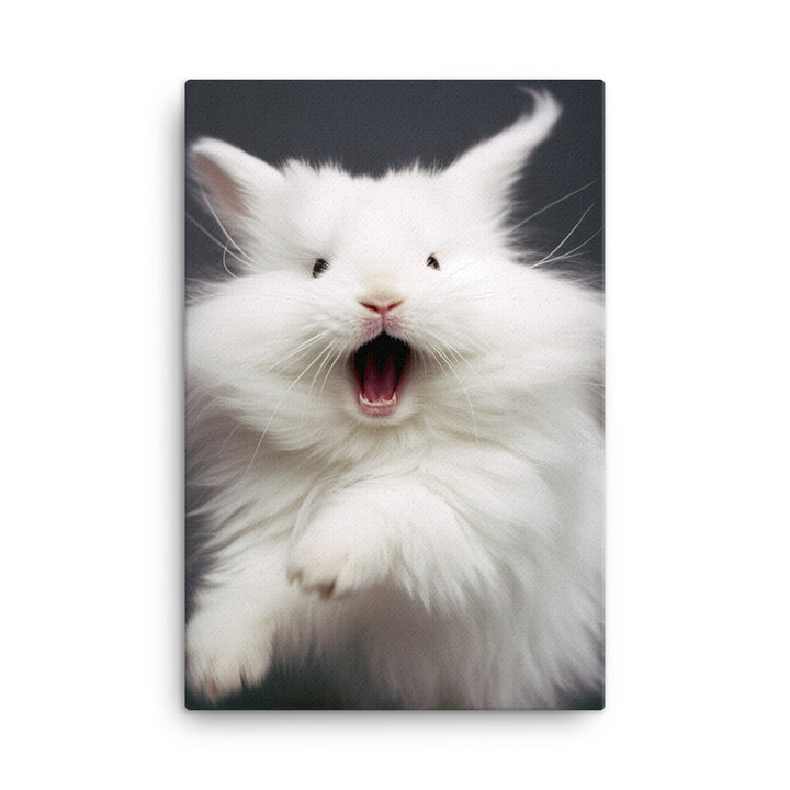 Angora Bunny with a Playful Expression Canvas - PosterfyAI.com