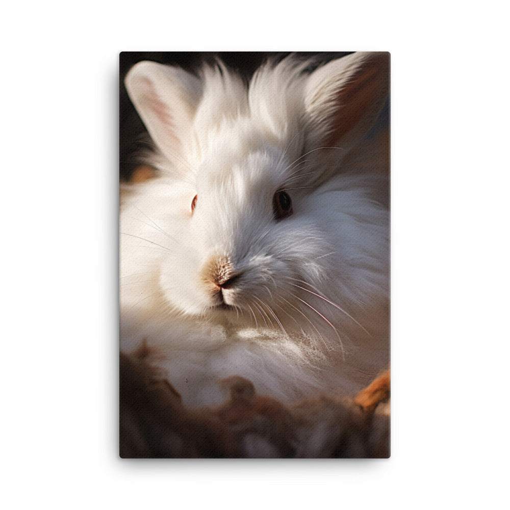 Angora Bunny in a Cozy Setting Canvas - PosterfyAI.com