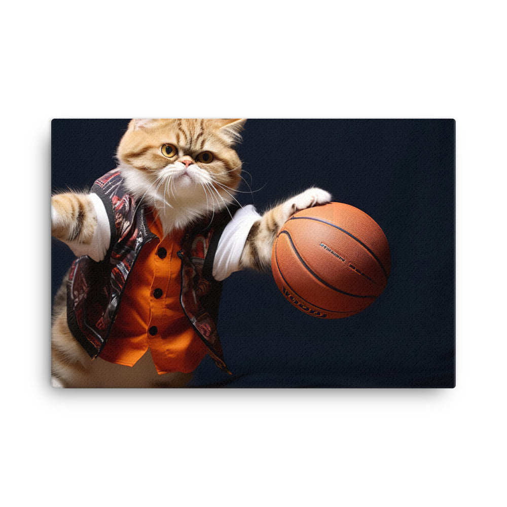 Exotic Shorthair BasketBall Player Canvas - PosterfyAI.com