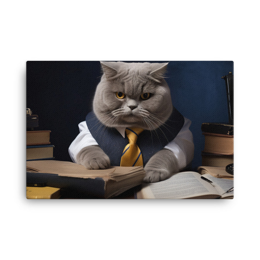 British Shorthair Student Canvas - PosterfyAI.com