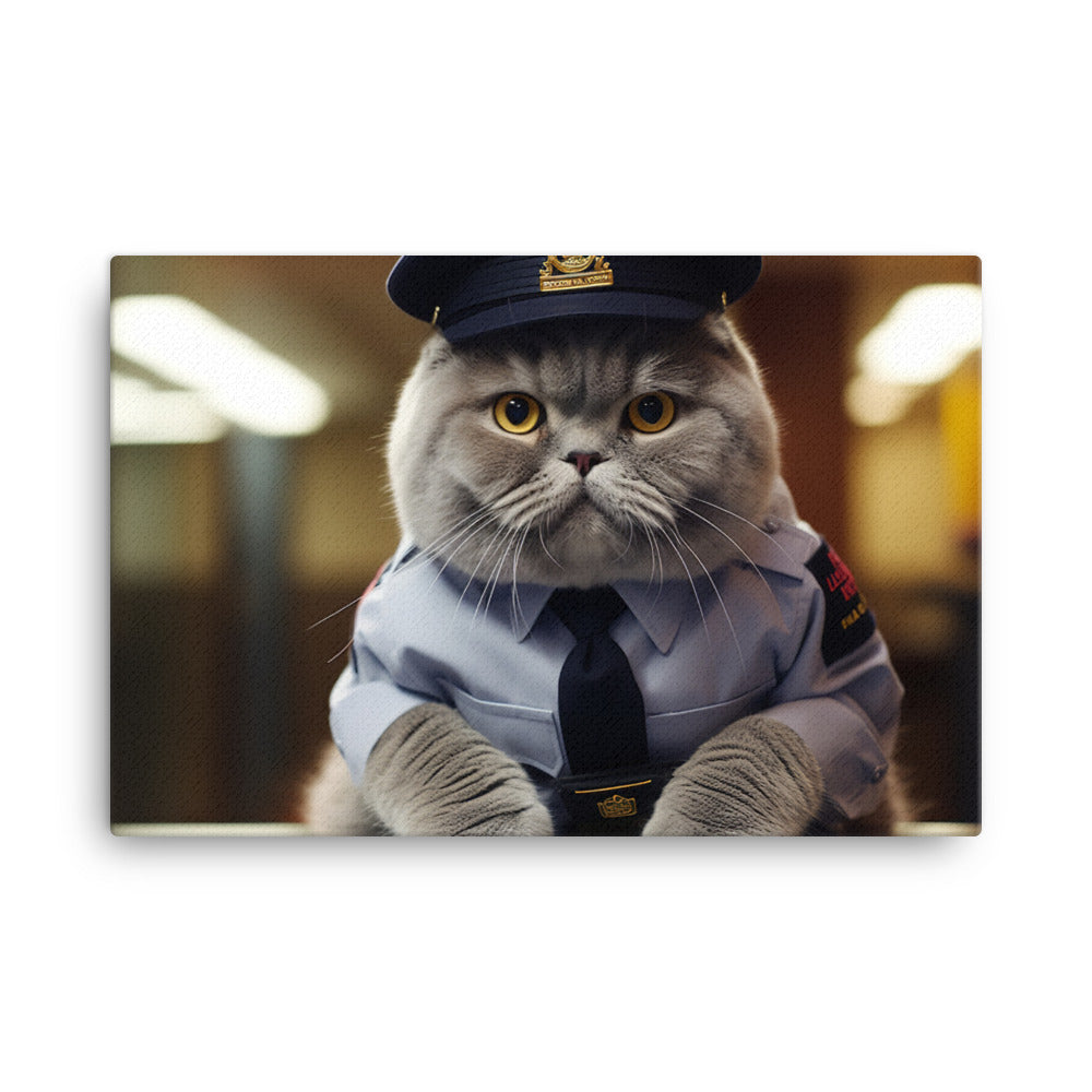 Scottish Fold Security Officer Canvas - PosterfyAI.com