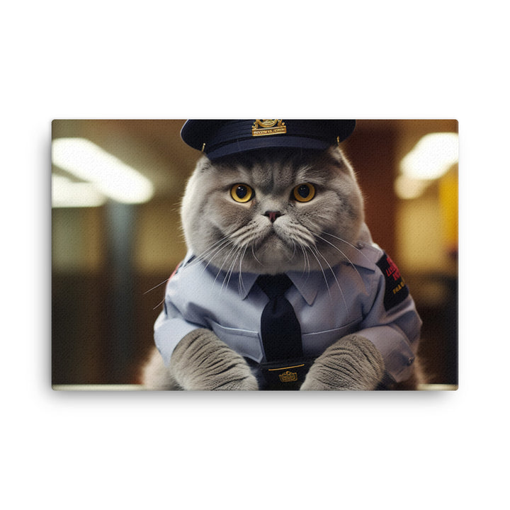 Scottish Fold Security Officer Canvas - PosterfyAI.com