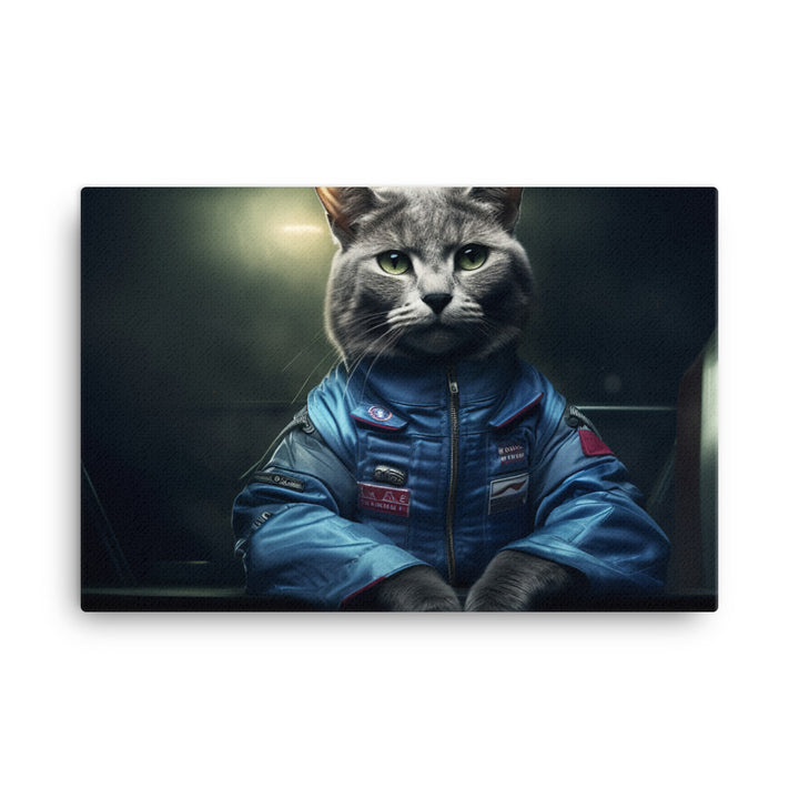 Russian Blue Motorsport Athlete Canvas - PosterfyAI.com