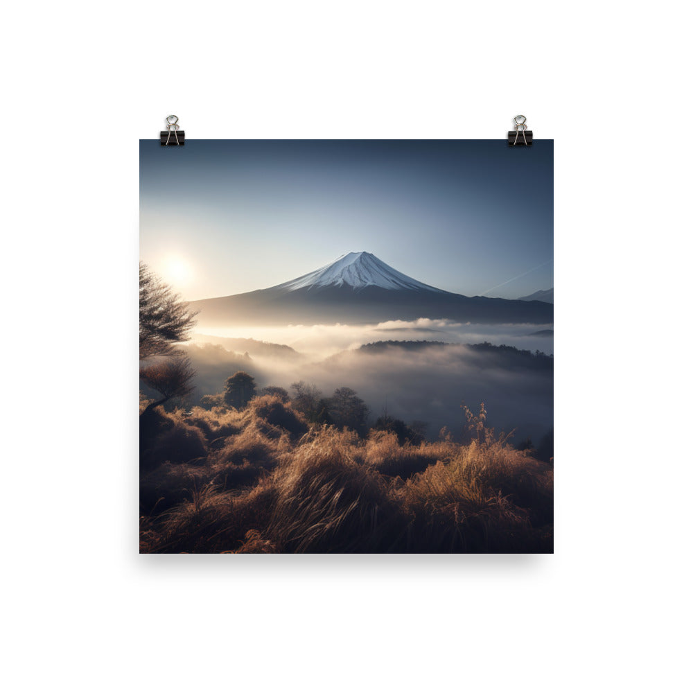 Misty Morning at Mount Fuji photo  paper poster - Posterfy.AI