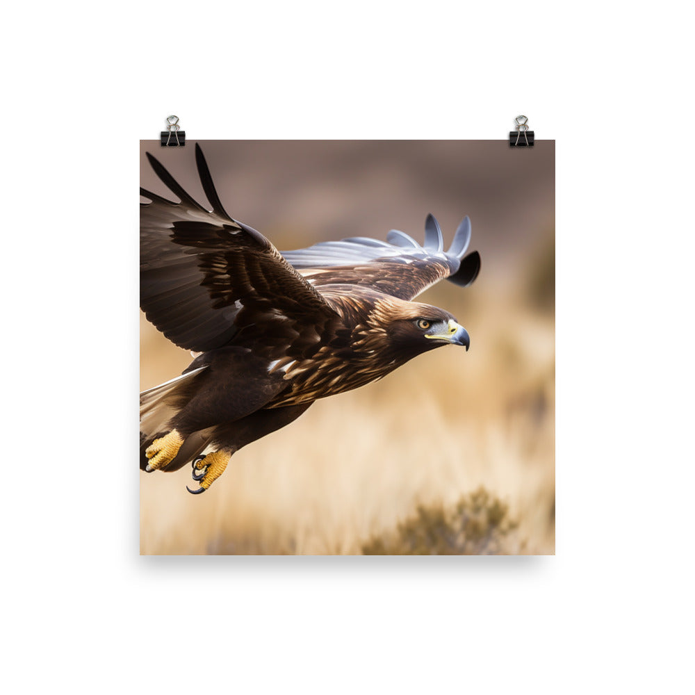 Bald Eagle in its Nest with Eaglets Photo paper poster - PosterfyAI.com
