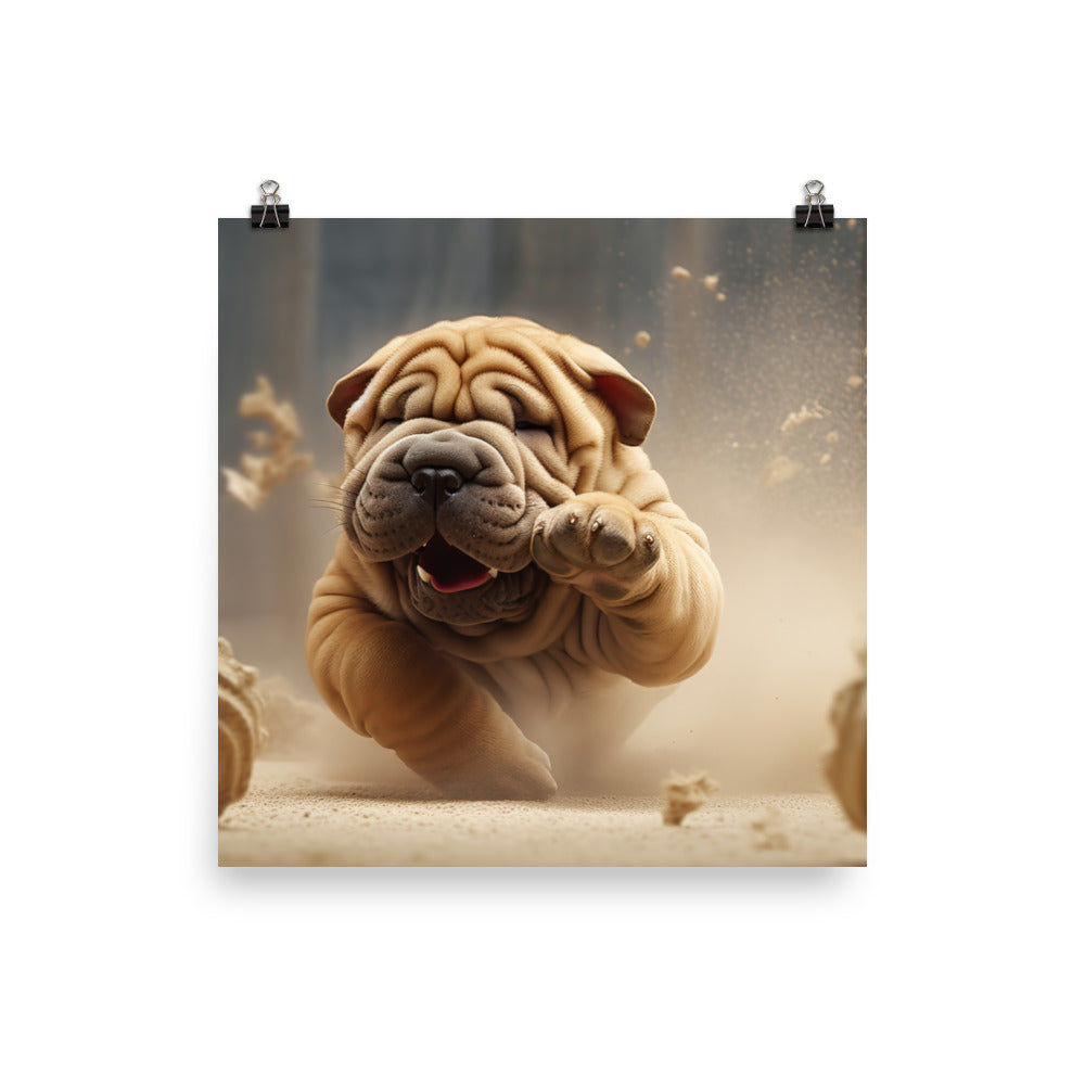 Shar Pei Playtime Photo paper poster - PosterfyAI.com