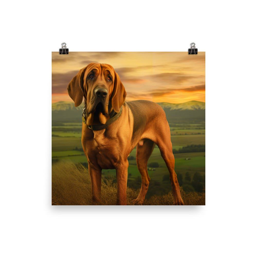 Bloodhound Portrait Photo paper poster - PosterfyAI.com