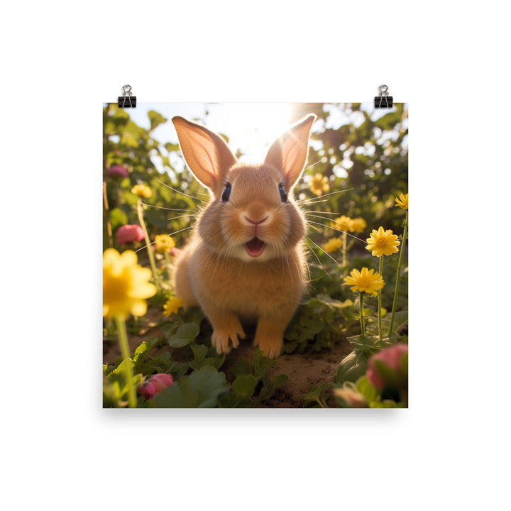 Tan Bunnys Playful Wonders Photo paper poster - PosterfyAI.com