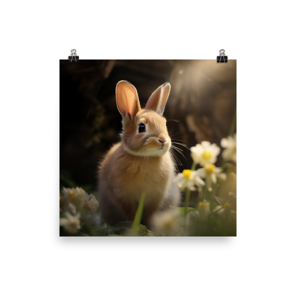 Tan Bunnys Playful Wonders Photo paper poster - PosterfyAI.com