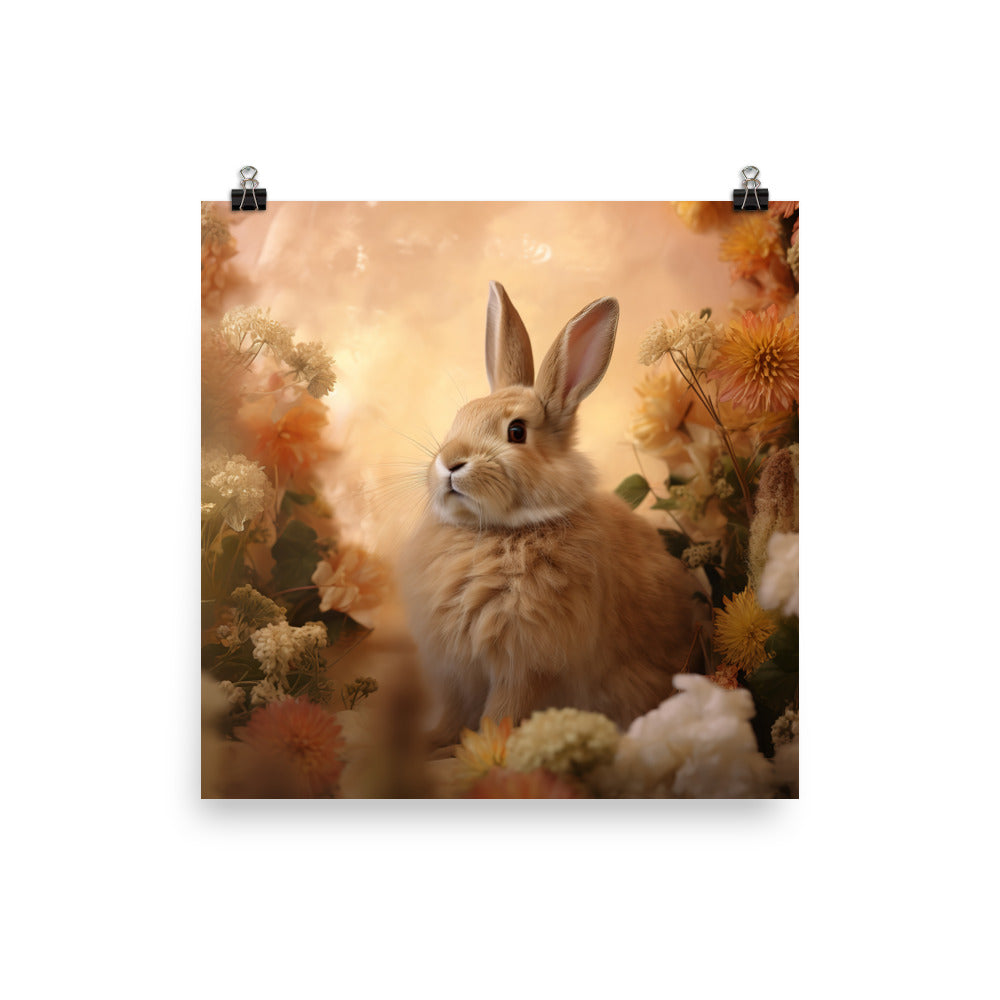 Tan Bunny in a Whimsical Wonderland Photo paper poster - PosterfyAI.com
