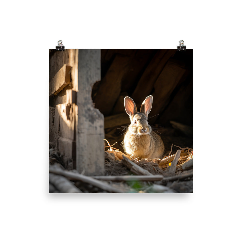 Tan Bunny Amidst Rustic Beauty Photo paper poster - PosterfyAI.com