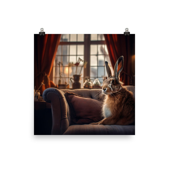 Belgian Hare in a Cozy Setting Photo paper poster - PosterfyAI.com
