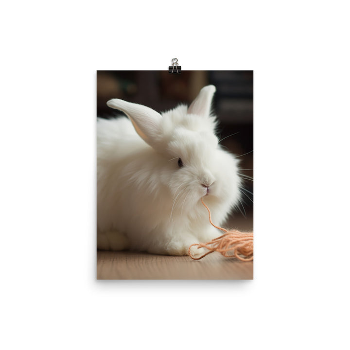 Angora Rabbit Playtime Photo paper poster - PosterfyAI.com