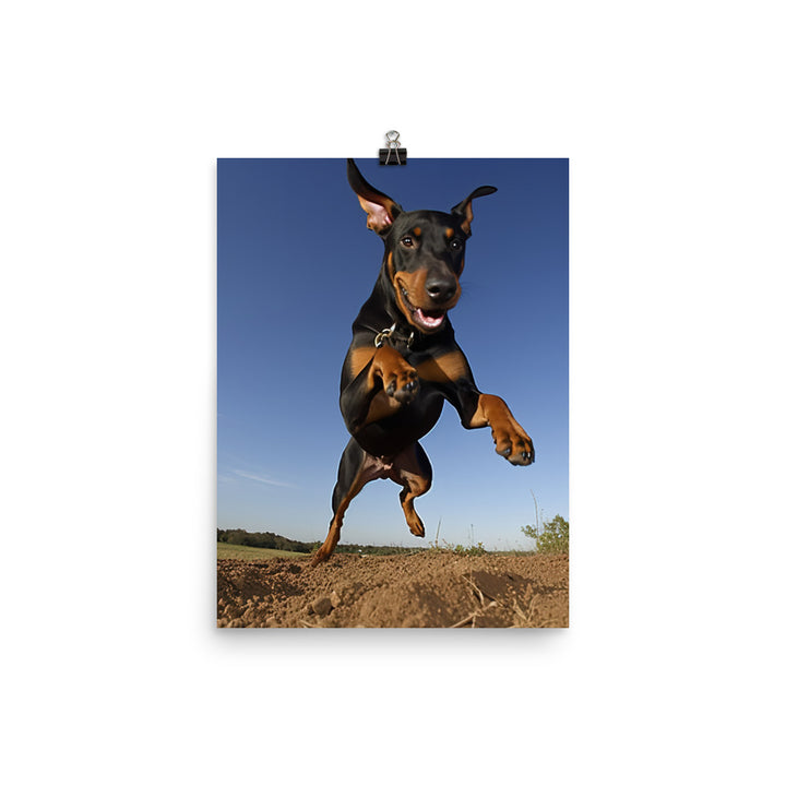 The playful side of a Doberman Pinscher Photo paper poster - PosterfyAI.com