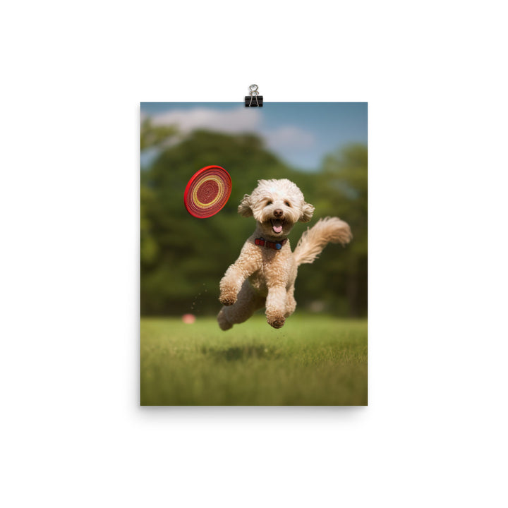 The Playful Poodle in Action Photo paper poster - PosterfyAI.com