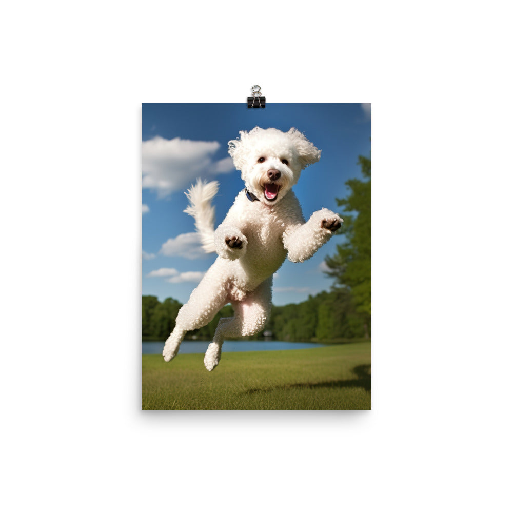 The Playful Poodle in Action Photo paper poster - PosterfyAI.com