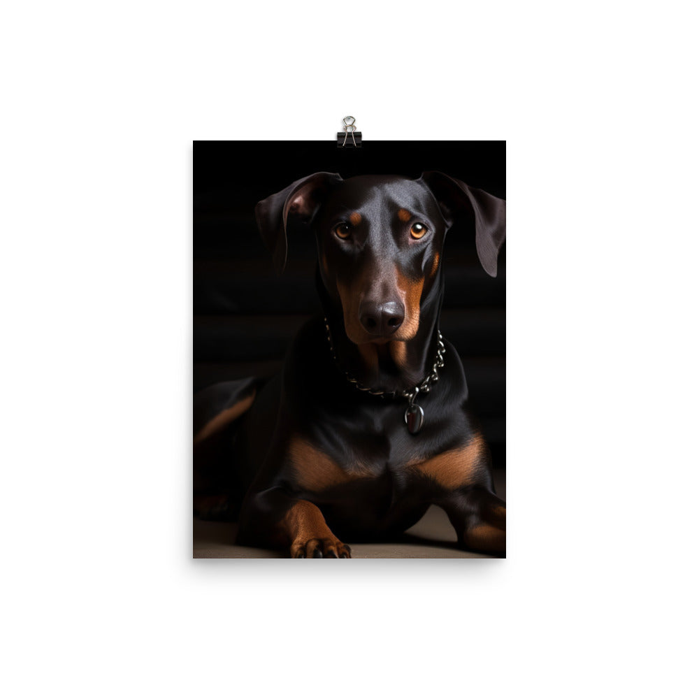 The elegant and regal posture of a Doberman Pinscher Photo paper poster - PosterfyAI.com