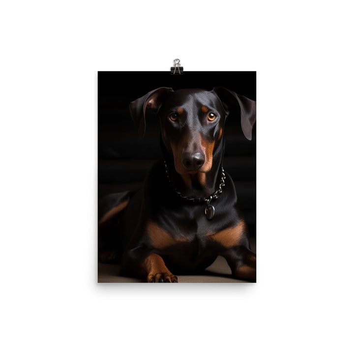 The elegant and regal posture of a Doberman Pinscher Photo paper poster - PosterfyAI.com