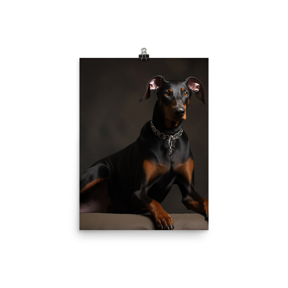 The elegant and regal posture of a Doberman Pinscher Photo paper poster - PosterfyAI.com