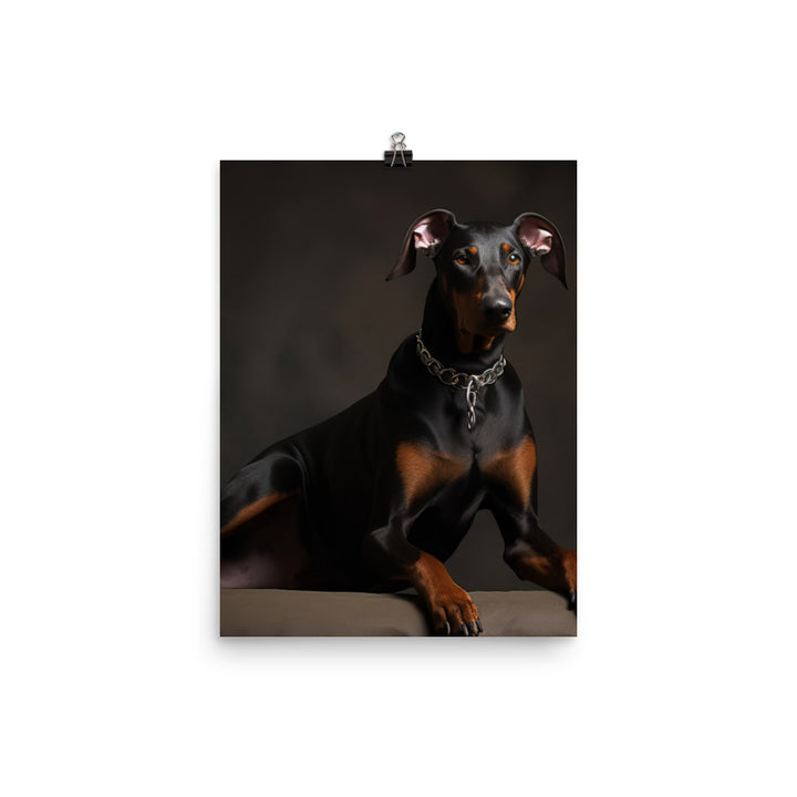 The elegant and regal posture of a Doberman Pinscher Photo paper poster - PosterfyAI.com