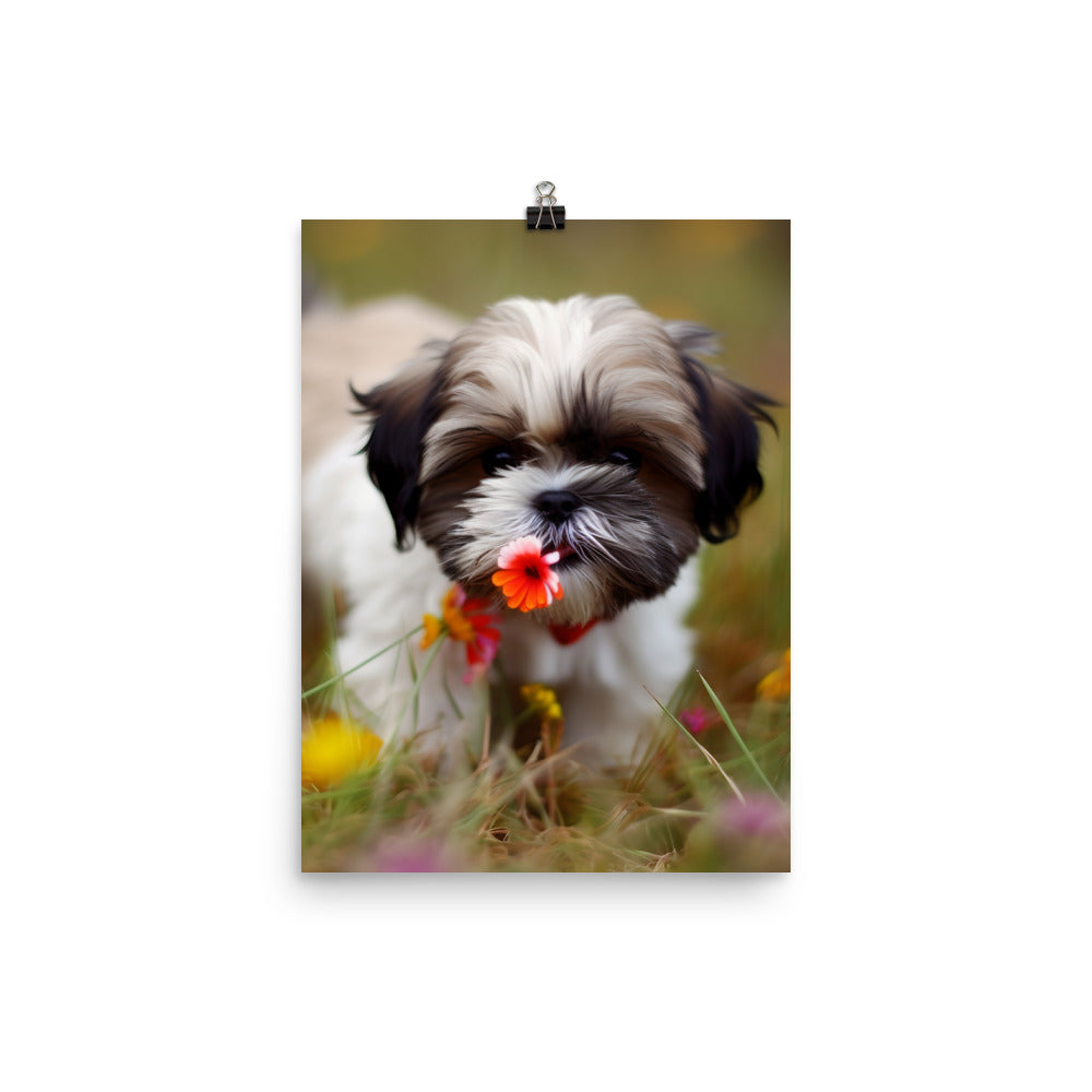 Sweet and Playful Shih Tzu Photo paper poster - PosterfyAI.com