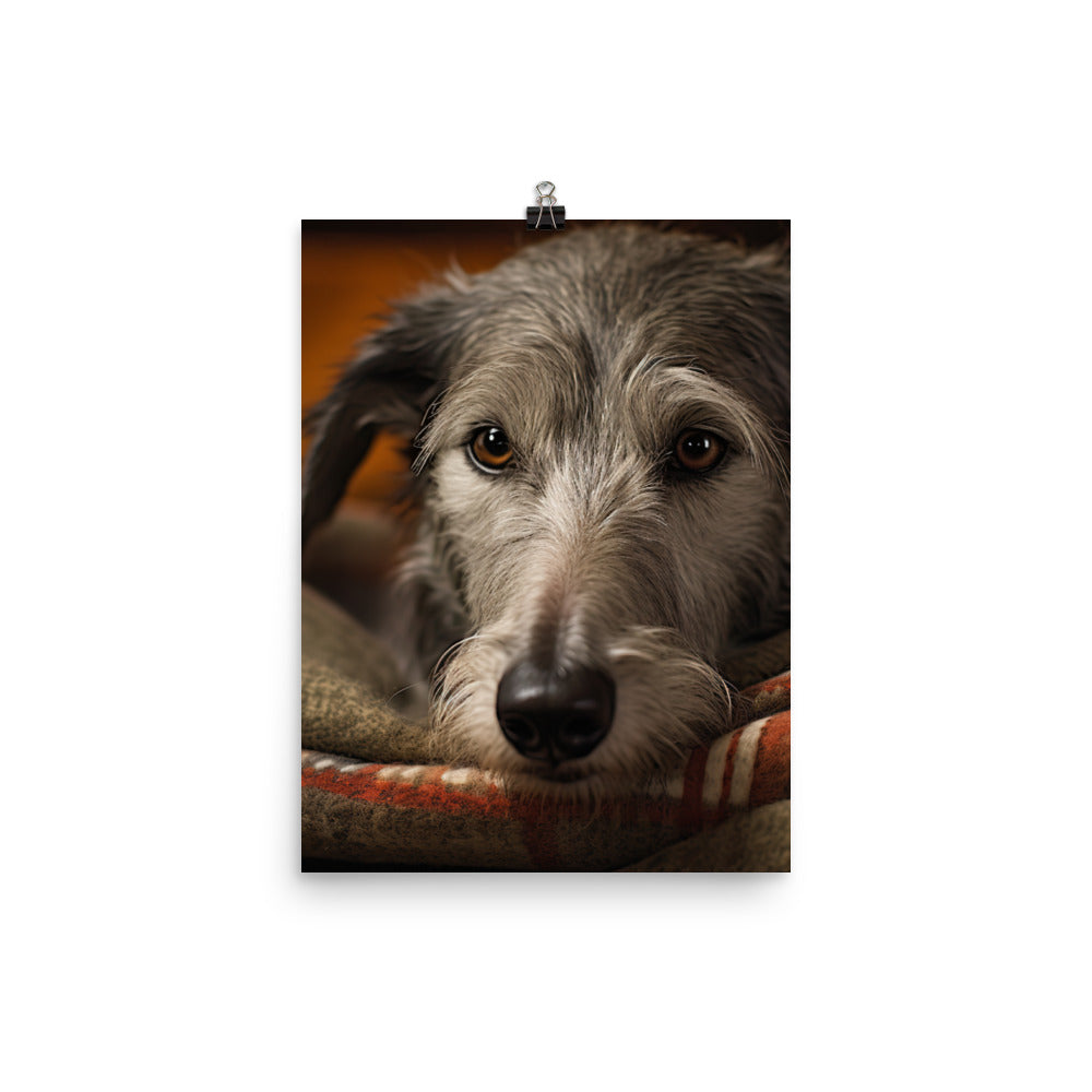 Sleepy Scottish Deerhound by the Fire  Photo paper poster - PosterfyAI.com