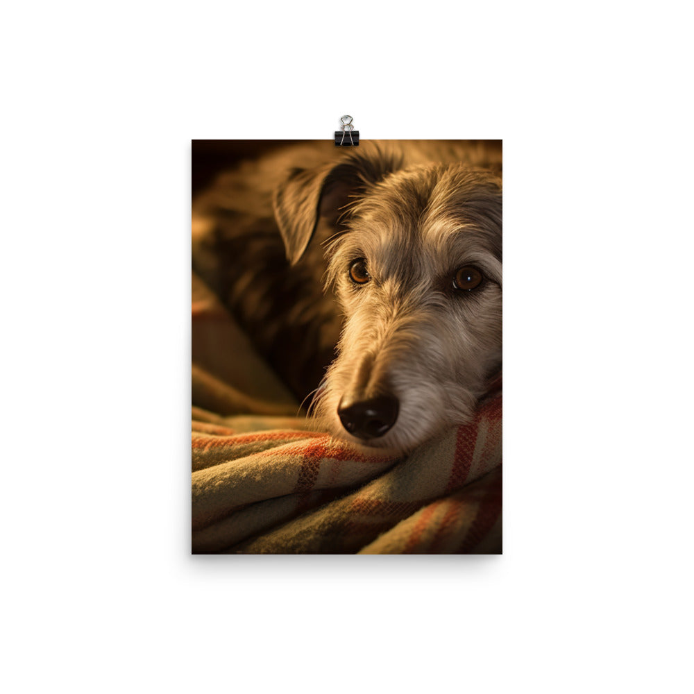 Sleepy Scottish Deerhound by the Fire Photo paper poster - PosterfyAI.com