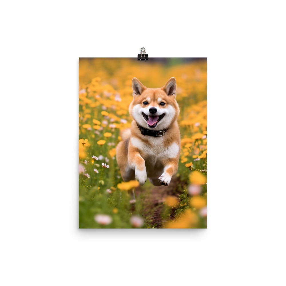 Shiba Inu Running Photo paper poster - PosterfyAI.com