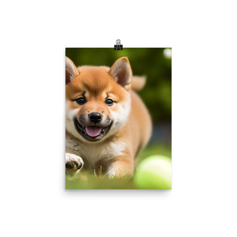 Shiba Inu Pup Playing Photo paper poster - PosterfyAI.com