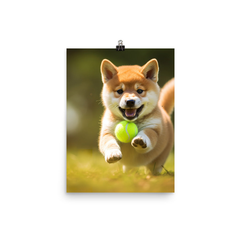 Shiba Inu Pup Playing Photo paper poster - PosterfyAI.com