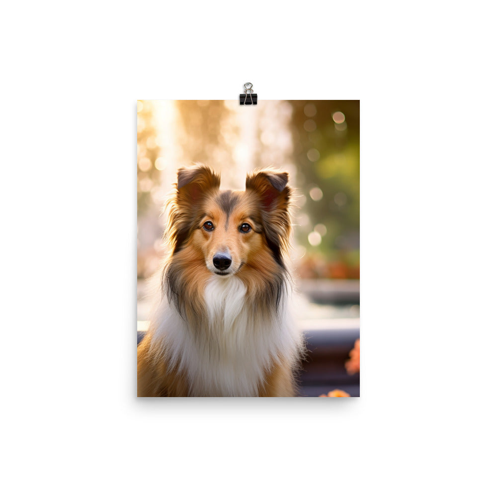 Shetland Sheepdog Posing in the Park Photo paper poster - PosterfyAI.com