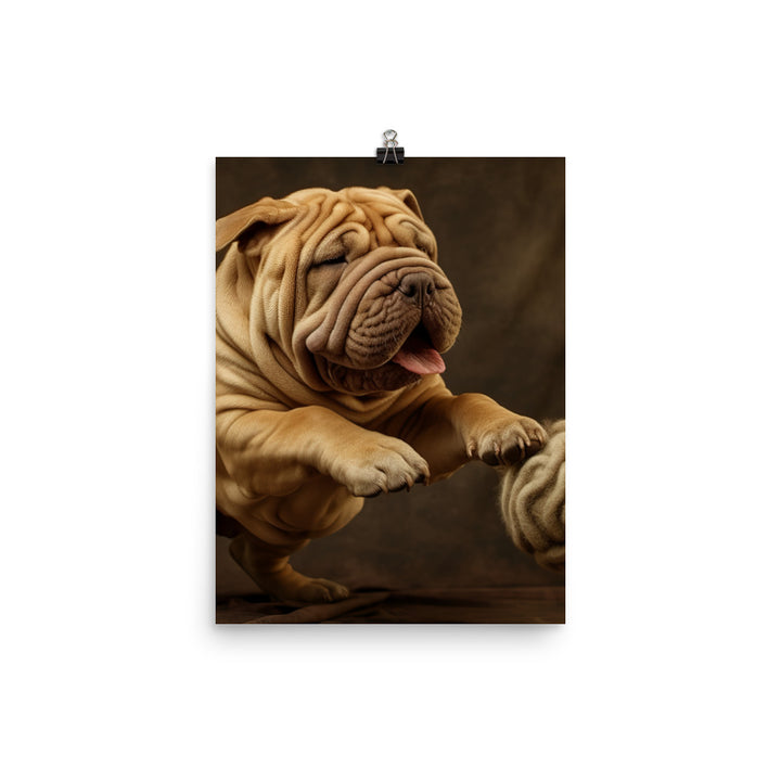 Shar Pei Playtime Photo paper poster - PosterfyAI.com