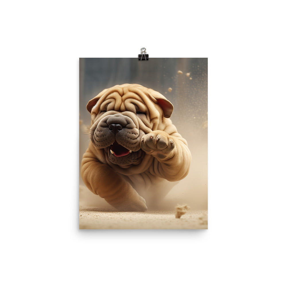 Shar Pei Playtime Photo paper poster - PosterfyAI.com