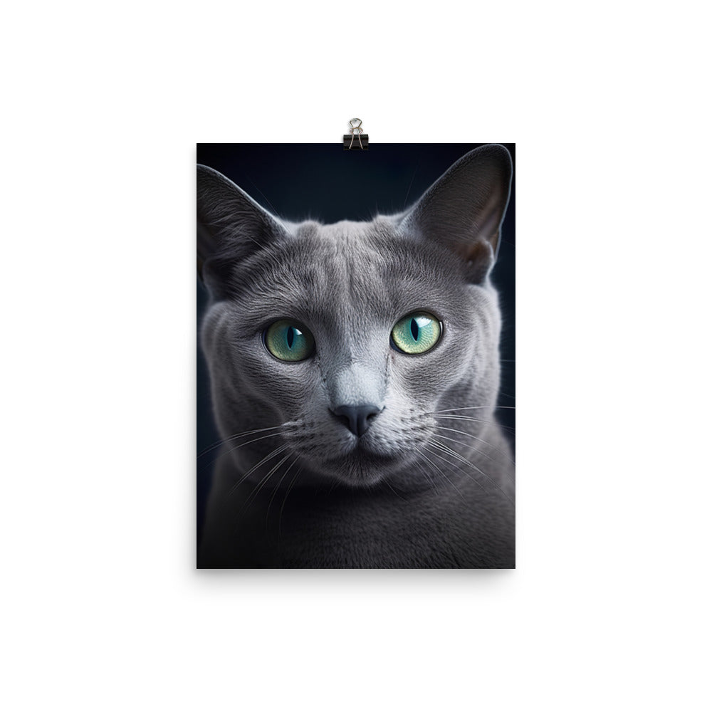Beauty of Russian Blue Cat Photo paper poster - PosterfyAI.com