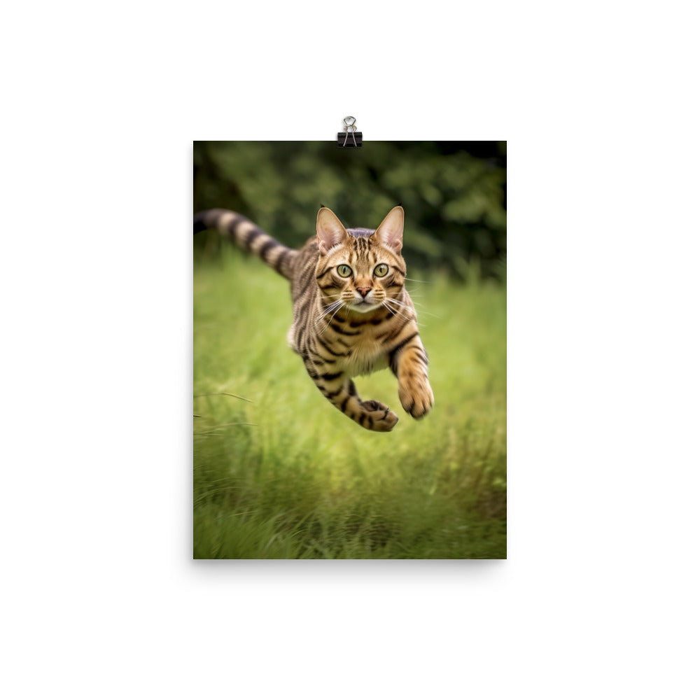 Bengal Cat Hunting Adventure Photo paper poster - PosterfyAI.com