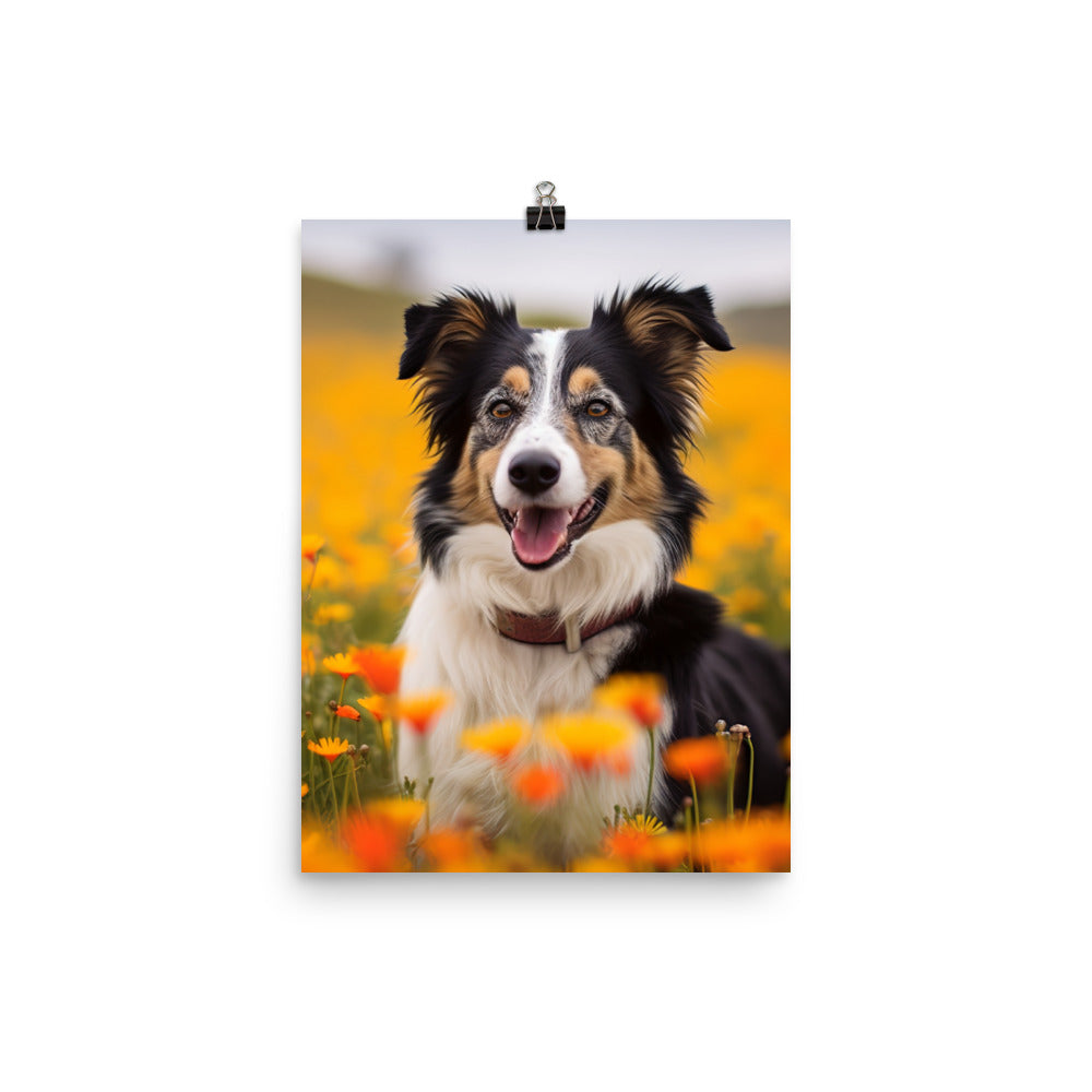 Border Collie in Bloom Photo paper poster - PosterfyAI.com