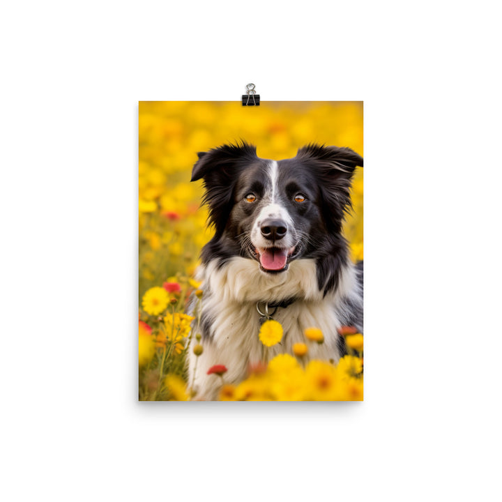 Border Collie in Bloom Photo paper poster - PosterfyAI.com