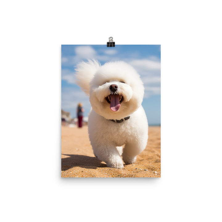 Bichon Frise on a Beach Photo paper poster - PosterfyAI.com