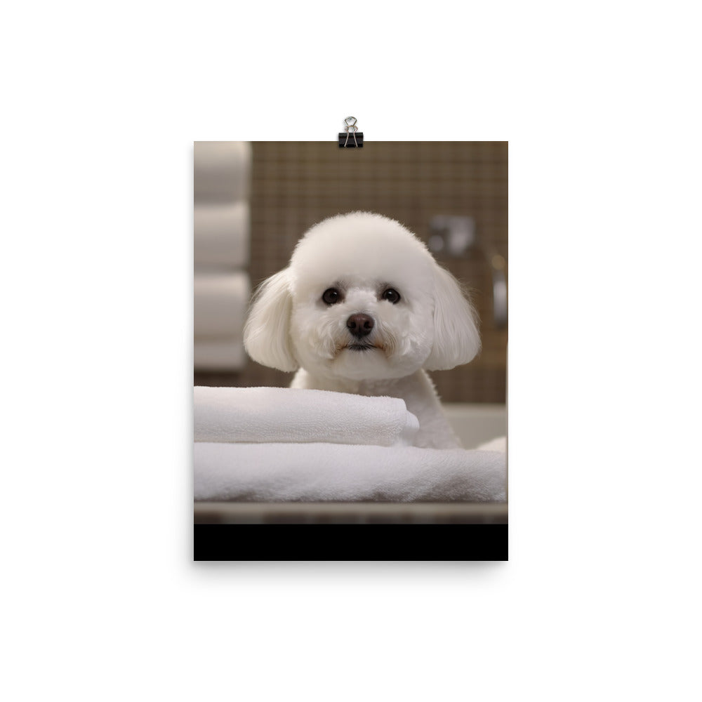 Bichon Frise in a Spa Photo paper poster - PosterfyAI.com
