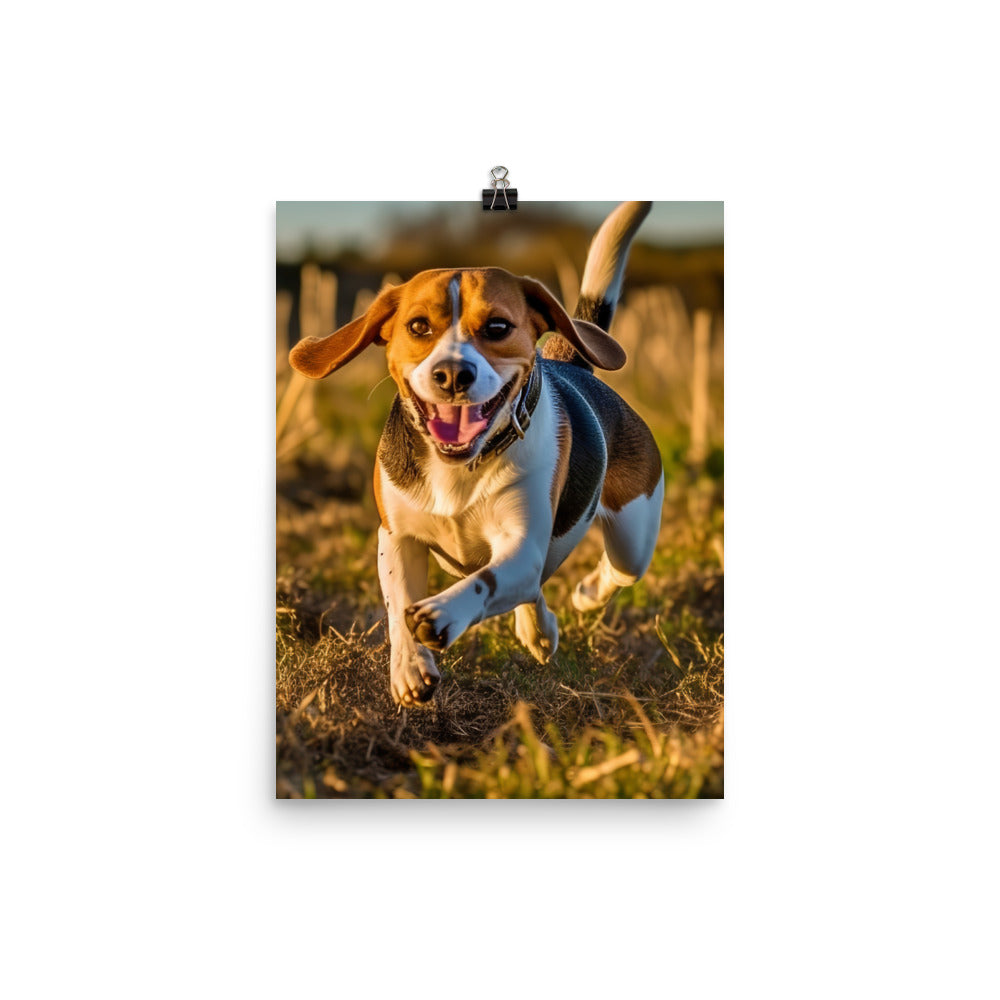Beagle at play Photo paper poster - PosterfyAI.com